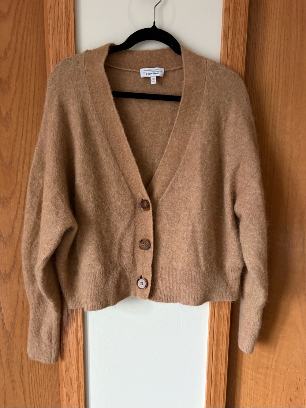 & Other Stories Camel Brown V-Neck Button Cardigan Alpaca Sz M